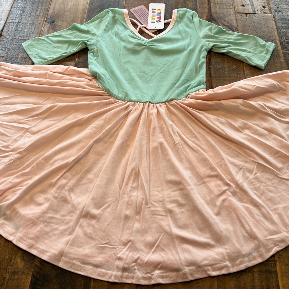 Dot Dot Smile size 3/4 or 7 girls color block Ballerina twirl dress New